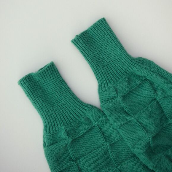 Women's Sweater S Woven Green Tight Knit Crew Neck Ribbed Long Sleeve Pullover - Picture 4 of 10